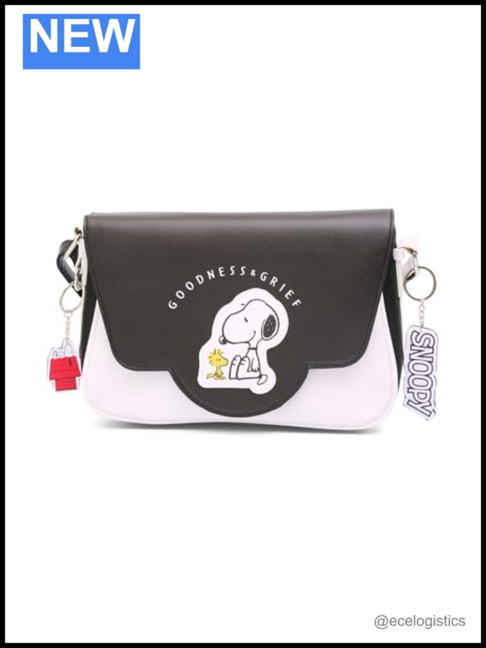 Peanuts Snoopy Woodstock Fold Over Crossbody Bag Vegan Leather Adjustable Strap